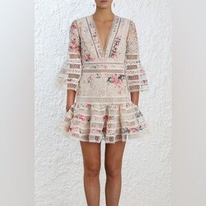 🌸💐Zimmerman Laelia Diamond Flutter Dress Meadow Floral Size 3 Garden Party